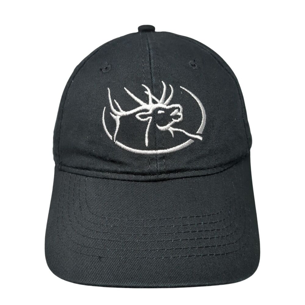 RMEF Snapback Hat Black One Size Adjustable Embroidered Vented Holes 6 Panel
